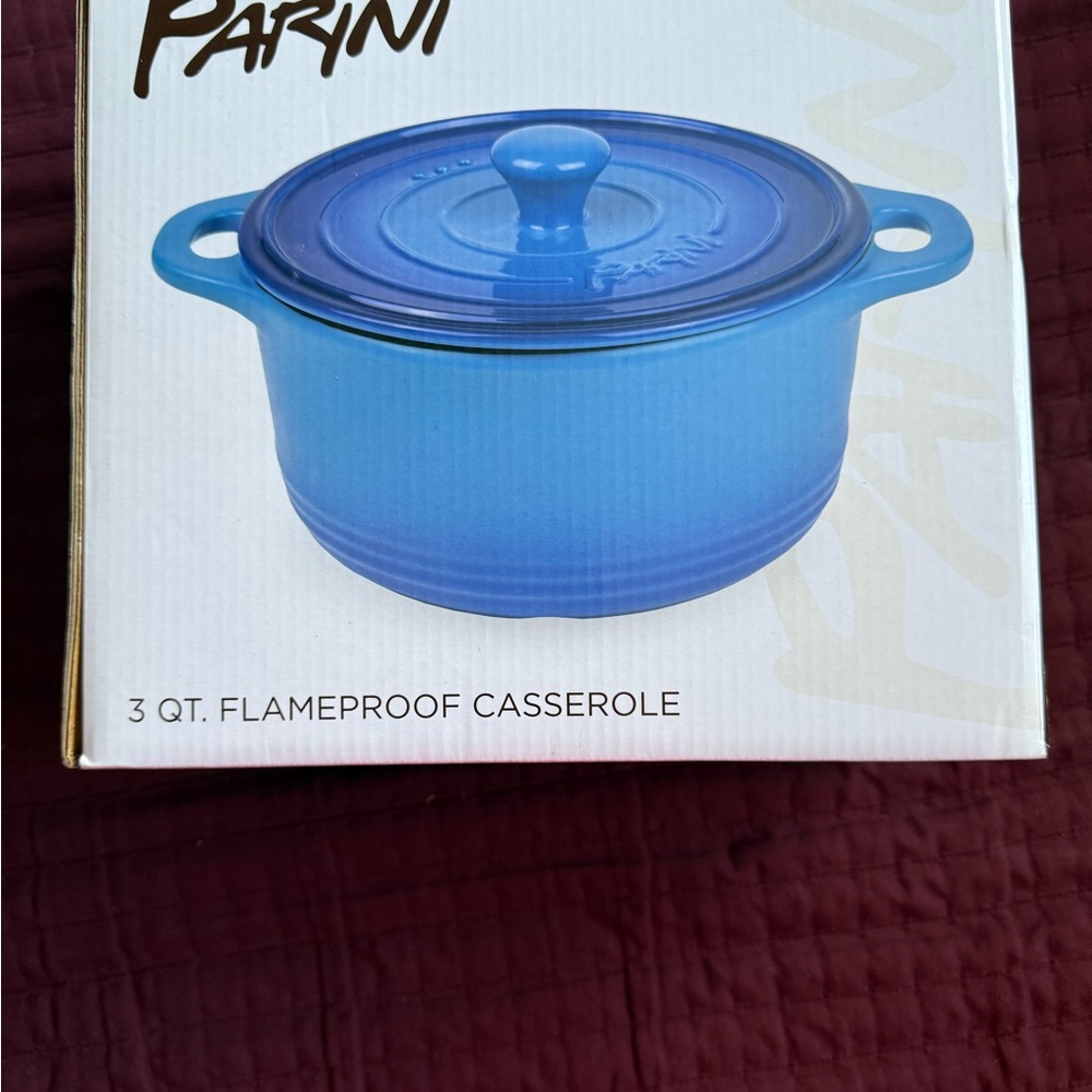 NEW Parini Blue Casserole Dish 3 Quart